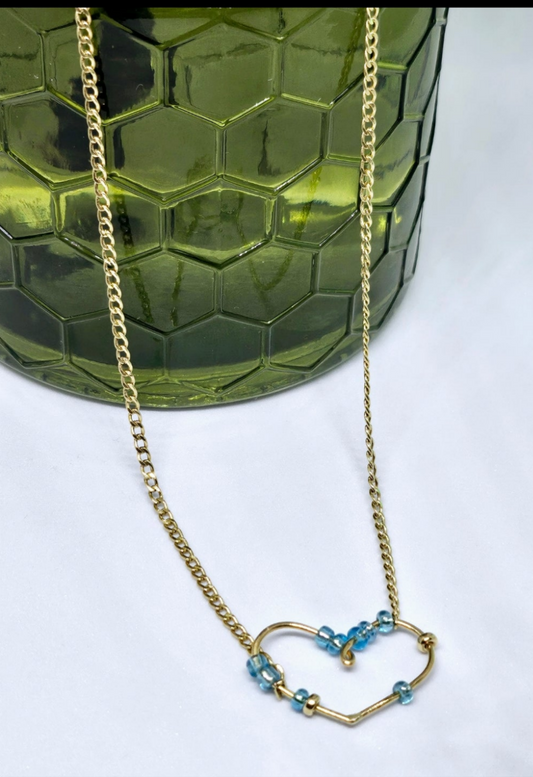 sapphire heart necklace, unique piece 001